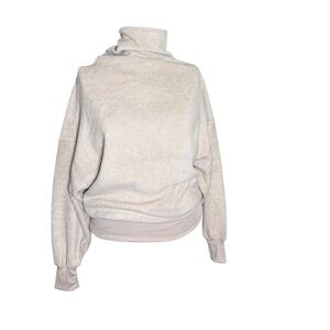 Tahari Soft Beige Drapes Turtleneck Sweater